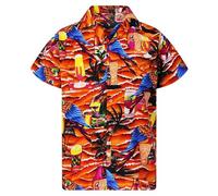 Hawaii Hemd Männer Kurzarm, Oktoberfest Herren Outfit Hemd Lustig mit Bier Print Modernes Trachtenhemd, Hawaii 90er 80er Jahre Festival Outfit Mottoparty Hemden Lose Hemdjacke für Fest, Alltag