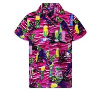 Hawaii Hemd Männer Kurzarm, Oktoberfest Herren Outfit Hemd Lustig mit Bier Print Modernes Trachtenhemd, Hawaii 90er 80er Jahre Festival Outfit Mottoparty Hemden Lose Kurzarmhemden für Stadt, Land