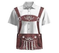Hawaii Hemd Männer Lustig, Oktoberfest Herren Outfit Hemd Kurzarm mit Bier Aufdruck Modernes Trachtenhemd, Hawaii 90er 80er Jahre Festival Outfit Mottoparty Hemden Lose Herrenhemden für Stadt, Land