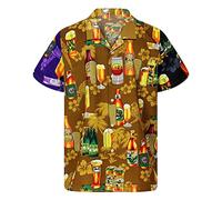 Hawaii Hemd Männer, Oktoberfest Hemd Herren Kurzarm Lustig mit Bier Aufdruck Modernes Trachtenhemd Hawaii 90er 80er Jahre Festival Outfit Mottoparty Hemden Lose Kurzarmhemden Party Hawaiihemd