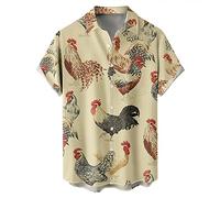 Hawaii Hemd Männer Vintage Kurzärmel Blusenhemd Button Down Hochzeit Hemd Bedruckte Tropisch Herrenhemden Stehkragen Hawaihemden Herren Kurzarm Baumwolle Slim Fit Shirts Hemden