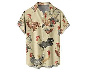 Hawaii Hemd Männer Vintage Kurzärmel Blusenhemd Button Down Hochzeit Hemd Bedruckte Tropisch Herrenhemden Stehkragen Hawaihemden Herren Kurzarm Baumwolle Slim Fit Shirts Hemden