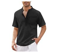 Hawaii Hemd Männer Vintage T Shirt Personalisiert Herren Business Hemd Herren Poloshirt Herren Kurzarm Leichte Tshirt Herren Sport Hemden Herren Wikinger Tshirt Herren Leinenhemd Herren（1-Black，L）