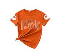 Hawaii-Hemden für Damen, tropisches Hawaii-Outfit, Palmen, Grafik-T-Shirts, Mädchen, Sommer, Strand, Familie, Urlaub, Tops, Orange/Abendrot im Zickzackmuster (Sunset Chevron), Groß