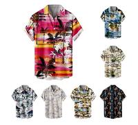 Hawaii Shirt Männer Kurzarm Hawaiihemd Regular Fit Casual Floral Herren Aloha Hemd Sommer Strand Surf für Urlaub Freizeit Strandshirts Hawaii Hemd