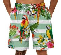 Hawaii Shorts Herren Kurz Hosen Mann Sommer mit Muster Badeshorts Herren Schnelltrocknend Herren Große größen Schwimmhose Beach Shorts Herren Hawaii mit Drawstring Gummibund Sport Shorts