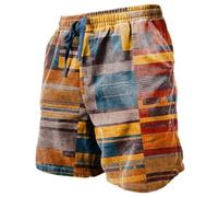 Hawaiianische Badeshorts für Herren, Urlaub, Strand, Sommer, 12,7 cm, kurz, elastische Taille, Urlaub, kurze Hose mit Kordelzug, leicht, kariert, kurze Hose, lässige Schwimmhose mit Taschen, rot, XL