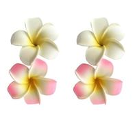 Hawaiianische Frangipani-Plumeria-Blumenklammern, Brautschmuck, Hochzeit, Party, Strand, Haarspangen, Haarschmuck, Clips (7 cm), Weiß und Rosa, 4 Stück