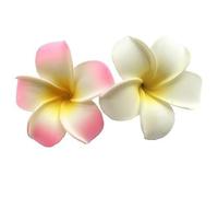 Hawaiianische Frangipani-Plumeria-Clips und Haarspangen, Schaumstoffkopf, Blume, Party, Strand, Haarspangen, Haarschmuck, 7 cm, Weiß und Rosa, 2 Stück