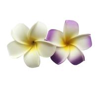 Hawaiianische Frangipani-Plumeria-Schaumkopf-Blume, Party, Strand, Haarschmuck, 2 Stück (weiß + violett)