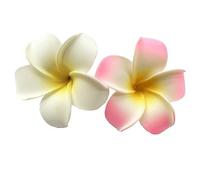 Hawaiianische Frangipani-Plumeria-Schaumkopf-Blume, Party, Strand, Haarschmuck, Haarspangen, 7 cm, Weiß und Rosa, 2 Stück