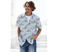 Hawaiihemd BEACHTIME "Regular fit", Herren, Gr. M (39/40), N-Gr, blau (blau, bedruckt), Web, Obermaterial: 100% Baumwolle, bedruckt, regular fit, ohne Ausschnitt, abgesteppte Kante, Hemden Hawaiihemd,