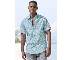 Hawaiihemd BEACHTIME "Regular fit", Herren, Gr. S (37/38), N-Gr, grün (türkis, bedruckt), Web, Obermaterial: 100% Baumwolle, gemustert, regular fit, ohne Ausschnitt, abgesteppte Kante, Hemden Hawaiihe
