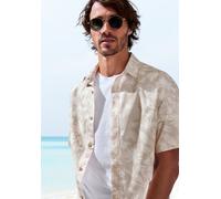 Hawaiihemd BEACHTIME "Regular fit", Herren, Gr. XL (43/44), N-Gr, beige (beige, bedruckt), Web, Obermaterial: 100% Baumwolle, gemustert, regular fit, ohne Ausschnitt, abgesteppte Kante, Hemden Hawaiih