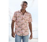 Hawaiihemd BEACHTIME "Regular fit", Herren, Gr. S (37/38), N-Gr, rosa (rosa, bedruckt), Web, Obermaterial: 100% Baumwolle, gemustert, regular fit, ohne Ausschnitt, abgesteppte Kante, Hemden Hawaiihemd
