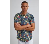 Hawaiihemd BLEND "BHGawai", Herren, Gr. L, US-Größen, beige (blaustone), 100% Viskose, geblümt, regular fit hüftlang, ohne Ausschnitt, eingesetzt, Hemden Hawaiihemd, Stilvolles Hemd mit kurzen Ärmeln