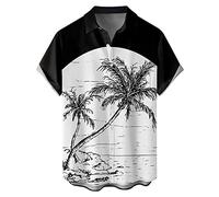 Hawaiihemd Herren Herren Baumwolle Leinenhemd Herren Hemd Kurzarm Henley Sommerhemd Regular Fit Freizeithemd Casual mit Taschen Jogging Oberteil Herren Shirt Italien Herren