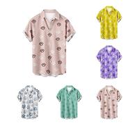 Hawaiihemd Herren Klauen Pad Druck Funky Hemd Männer Revers Kurzarm Hemden Freizeithemden Businesshemd mit Taschen Strand Casual Hawaii Hemd für Strandurlaub