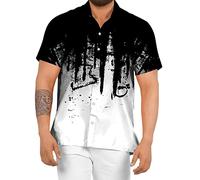 Hawaiihemd Herren Kurzarm Hemden Männer Sommerhemden Freizeit Hemd Lässiges Button Down Kurzarmhemd Stehkragenhemd Weiß XXL