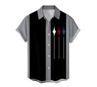 Hawaiihemd Herren Regular Fit Beiläufig Kurzärmliges Leinenhemd mit Tasche Leinen Hemd Sommer Aloha Bedruckter Themenparty Sportshirt V-Ausschnitt Strandhemd Herren Kurzarm T-Shirt Tuniken Tops