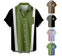 Hawaiihemd Herren Sommer Druck Funky Hemd Männer Kurzarm Hemden Freizeithemden Businesshemd mit Taschen Strand Beilaufig Hawaii Hemd für Strandurlaub