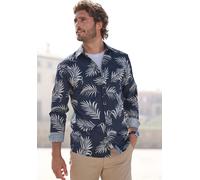 Hawaiihemd JOHN DEVIN "Regular Fit", Herren, Gr. XL (43/44), N-Gr, blau (navy, creme), Web, Obermaterial: 100% Baumwolle, gemustert, casual, regular fit, Rundhals, Langarm Manschette, Hemden, Langarm,