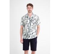 Hawaiihemd LERROS, Herren, Gr. 3XL, N-Gr, broken weiß, Web, Obermaterial: 100% Baumwolle, geblümt, regular fit hüftbedeckend, V-Ausschnitt, abgesteppte Kante, Hemden Hawaiihemd, Sommerhemd mit florale