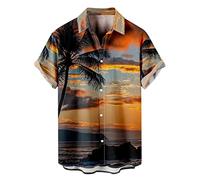Hawaiihemd Männer Beiläufig Kurzärmliges Hemdoberteil Button-down Bügelmaschine Hemden 3D Gedruckt Sommer Karohemd Stehkragen Hemd Herren Sommer Lustig Shirt Tuniken Tops