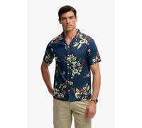 Hawaiihemd SUPERDRY "HAWAIIAN PRINT S/S SHIRT", Herren, Gr. XXL, N-Gr, cabana navy, Web, Obermaterial: 70% Modal, 30% Baumwolle, gemustert, regular fit normal, Rundhals, Hemden Hawaiihemd, mit sommerl