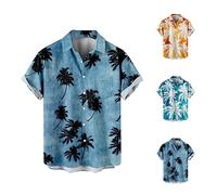 Hawaiihemden Herren Kurzarm Sommer Hemd Palmen Drucke Strand Hemden Atmungsaktive Kostüm Hawaii Druck Freizeithemd,2023 Hemd Strandshirts