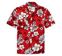 Hawaiihemdshop Hawaii Hemd | Männer | Baumwolle | Größe S - 8XL | Kurzarm | Hawaiihemden | Blüten | Blumen | Retro | Klassisch | Hibiskus | Aloha | Kokosnuss-Knöpfe | Hawaiihemd Herren
