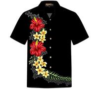 Hawaiihemdshop Hawaii Hemd | Männer | Baumwolle | Größe S - 8XL | Kurzarm | Hawaiihemden | Blüten | Blumen | Retro | Klassisch | Hibiskus | Aloha | Kokosnuss-Knöpfe | Hawaiihemd Herren