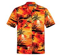 Hawaiihemdshop Hawaii Hemd | Männer | Baumwolle | Größe S - 8XL | Kurzarm | Hawaiihemden | Strand | Beach | Palmen | Meer | Aloha | Kokosnuss-Knöpfe | Hawaiihemd Herren