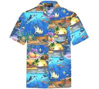 Hawaiihemdshop Hawaii Hemd | Männer | Baumwolle | Größe S - 8XL | Kurzarm | Hawaiihemden | Strand | Beach | Palmen | Meer | Aloha | Kokosnuss-Knöpfe | Hawaiihemd Herren