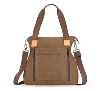 HAWEE Canvas Damen Handtasche mit Schultergurt Shopper Tote Bag Große Schultertasche Umhängetasche RetroTragetasche Leichte Henkeltasche für Reisen Arbeit Schule Einkaufen Strand Alltag, Braun