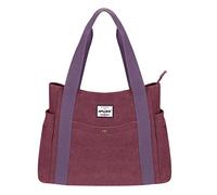 HAWEE Canvas Damen Handtasche Shopper Tote Bag Große Schultertasche mit Reißverschluss Umhängetasche RetroTragetasche Leichte Henkeltasche für Reisen Arbeit Schule Einkaufen Strand Alltag, Lila