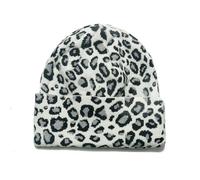 HAWILL Unisex Mütze Damen Vintage Beanie Leopard Print Strickmütze Damen Mütze Winter Warmem Futter Geschenk für Freundin männer Frauen (DE/NL/SE/PL, Numerisch, 55, 60, Weiß)