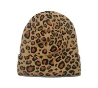 HAWILL Unisex Mütze Damen Vintage Beanie Leopard Print Strickmütze Damen Mütze Winter Warmem Futter Geschenk für Freundin männer Frauen (DE/NL/SE/PL, Numerisch, 55, 60, Braun)