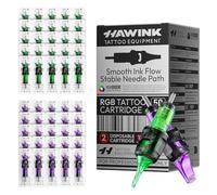 HAWINK Tattoo Nadeln Set 50 Stk. Einweg #12 Standard Round Liner/Shader/Magnum 3RL 5RL 7RL 3RS 5RS 7RM 9RM 11RM 13RM 15RM Durchmesser 0,35mm Professional Tattoo Maschine Zubehör Set EN20-FG-50KIT-J