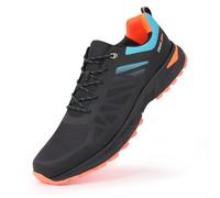 Hawkwell Herren-Trail-Laufschuhe in großen Größen und Übergrößen, Wander-Sneakers für Männer, lässige Workout-Schuhe, EU-Größe 47 48 49 50 51 52 53, Schwarz-orangefarbenes PU, EU47