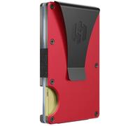 Hayvenhurst Schlanke minimalistische Fronttasche RFID-blockierende Metallgeldbörsen für Herren mit Geldklammer, Purpurrot, S, minimalistisch