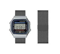 HAZARA Armband Kompatibel für Casio A168WA - Mesh, Edelstahl, Silber, 20mm