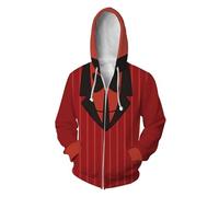 Hazbin Hotel Hoodie Herren Zip Up Hoodies Hazbin Hotel 3D Prints Langarm Gepolsterte Sweatshirts Alastor Angel Dus Pullover Jacke Kapuzenoberteil, Typ D, L