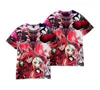 Hazbin Hotel T-Shirt Anime 3D-Muster Kurzarm Alastor Angel Dust Charlie Druck Herren-Casual Rundhals Cartoon-Mode Sport Pullover-Tops XXS-XXL, Typ E, M