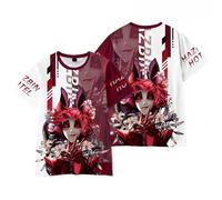Hazbin Hotel T-Shirt Anime 3D-Muster Kurzarm Alastor Angel Dust Charlie Druck Herren-Casual Rundhals Cartoon-Mode Sport Pullover-Tops XXS-XXL, Typ J, 3XL