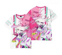 Hazbin Hotel T-Shirt Anime 3D-Muster Kurzarm Alastor Angel Dust Charlie Druck Herren-Casual Rundhals Cartoon-Mode Sport Pullover-Tops XXS-XXL, Typ L, XL