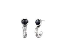 Haze & Glory Ohrstecker Tigerauge Schwarz 925 Sterling Silber OneSize Herren
