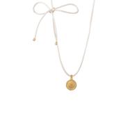 Haze & Glory Satinband Plättchen Muschel mit Mondstein 925 Sterling Silber vergoldet 60 Damen