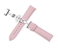 HBGRVCKS Echtleder-Uhrenarmband, 12, 14, 16, 18, 19, 20, 22 mm, Doppelknopf-Faltschließe, Uhrenarmband, Unisex-Uhrenarmband, Ersatz-Uhrenarmband(Pink,18mm)
