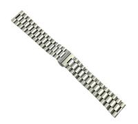 HBGRVCKS Edelstahl-Uhrenarmband 12 13 14 16 17 18 19 20 21 22 mm Doppelknopf-Faltschließe Uhrenarmband Unisex Metall-Uhrenarmband Ersatzarmband(Silver,19mm)